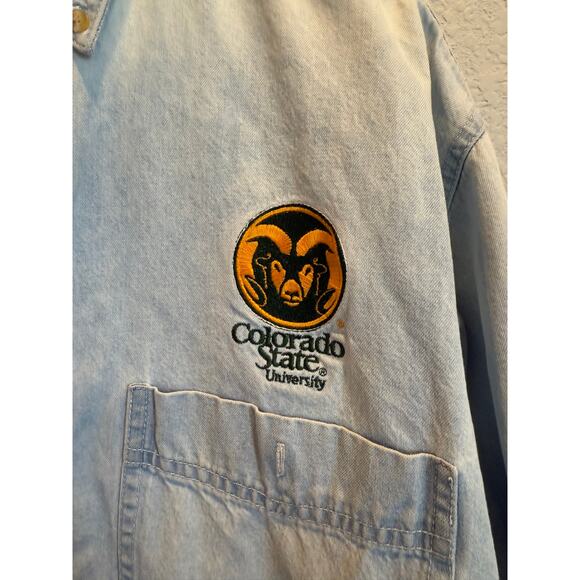 Mens Vintage Lee Denim Button Down CSU‎ Size M - Picture 2 of 4